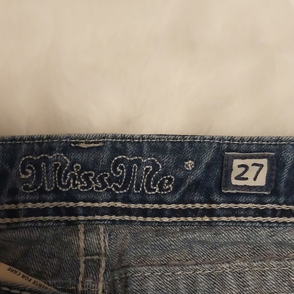 Miss Me Blue Boot Cut Jeans with Fleur-de-Lis Embroidery - Picture 3 of 9